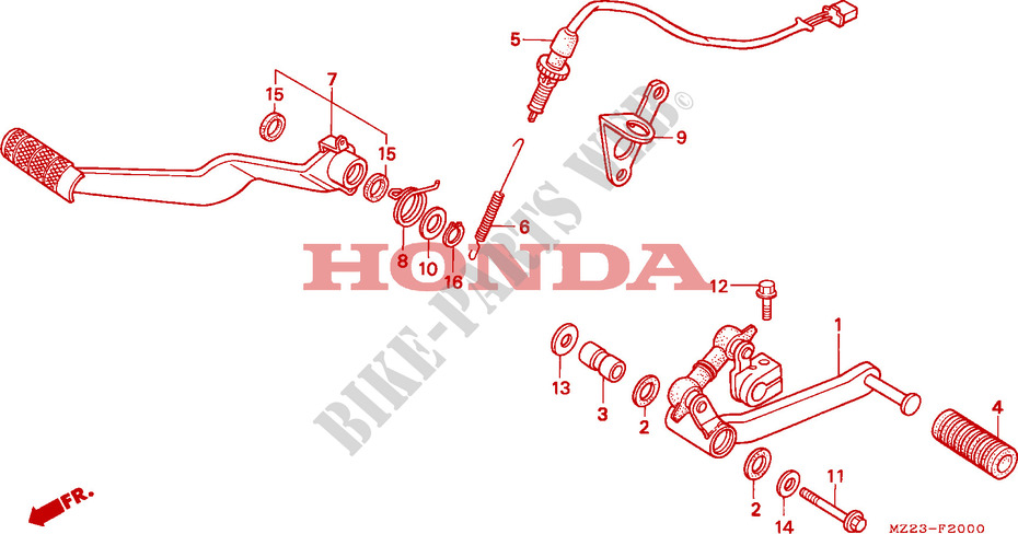 PEDAL TRAVAOES/PEDAL MUDANCAS para Honda CBR 1000 DUAL CBS 1997