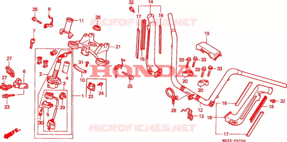 PUNHO GUIADOR/PONTE SUPERIOR Honda MOTO 1500 GOLD-WING 1996  GL1500AT