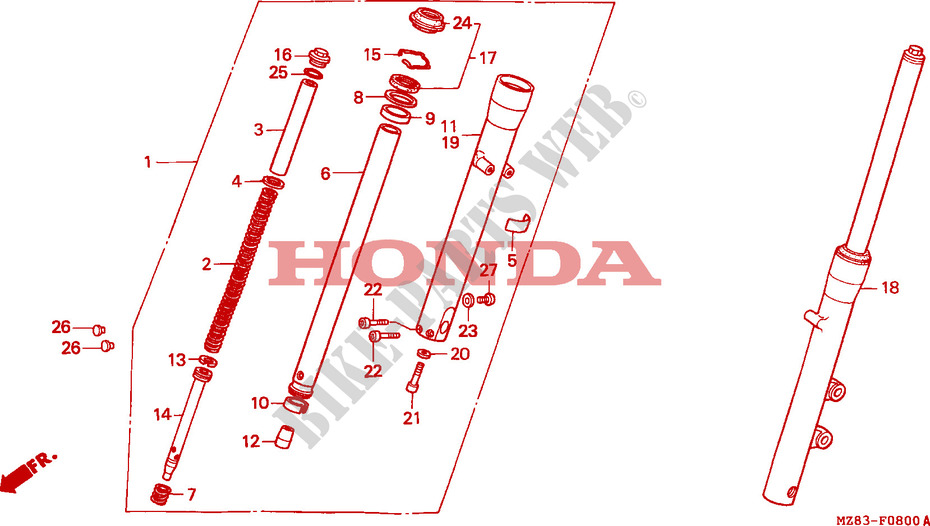 FORQUILHA FRENTE para Honda STEED 400 1995