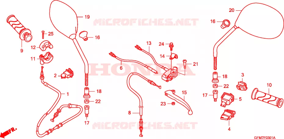 MANETE/INTERRUPTOR/CABO(NHX110WHA) Honda SCOOTER 110 LEAD 2011  NHX110WHA