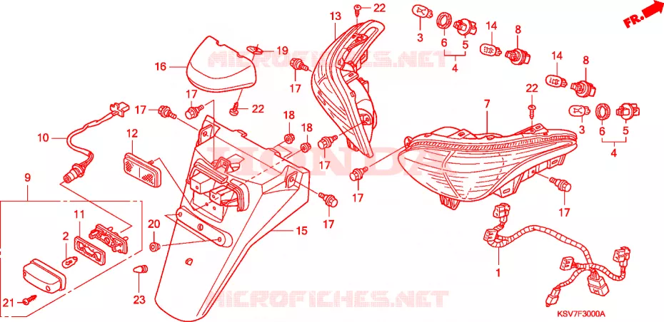 LUZ TRASEIRA/GUARDA-LAMAS TRASEIRO Honda SCOOTER 250 FORZA 2006  NSS250X5