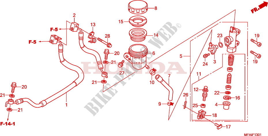 BOMBA PRINCIPAL TRASEIRA CILINDRO(CBF1000A/T/S) para Honda CBF 1000 ABS 2008
