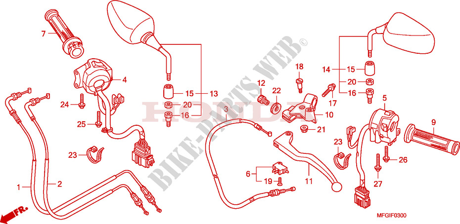 MANETE/INTERRUPTOR/CABO para Honda CB 600 F HORNET RAYURES 2010