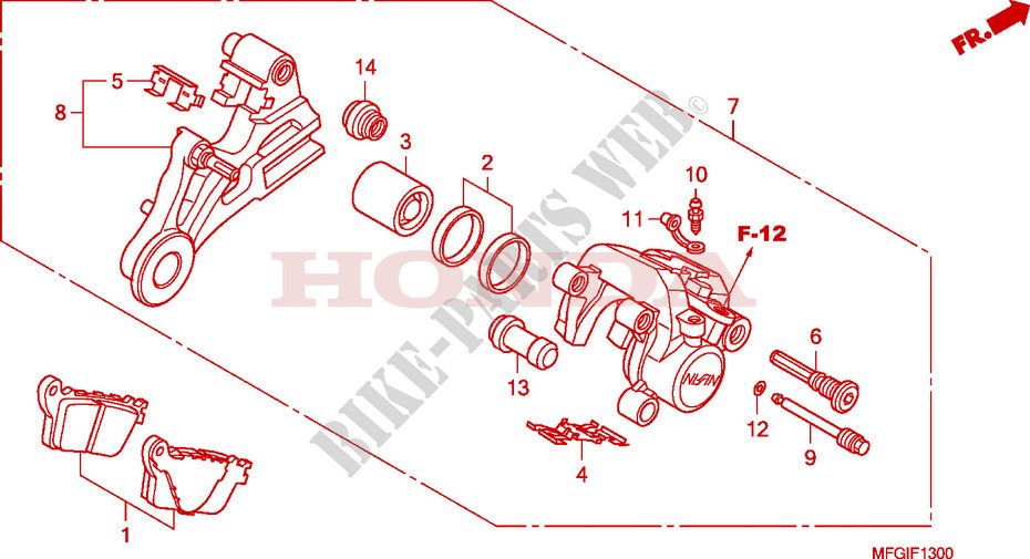 PINCA TRAVAO TRASEIRO(CB600F/F3) para Honda CB 600 F HORNET STRIPE 2010