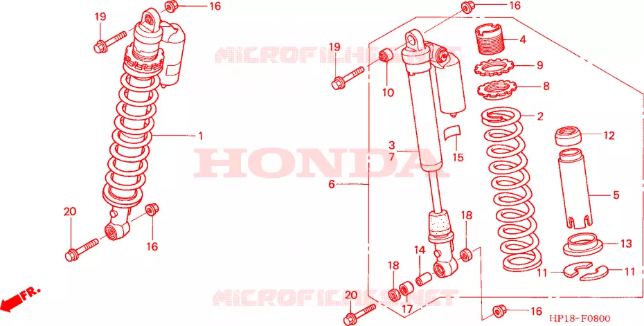 AMORTECEDOR DIANTEIRO Honda ATV 450 FOURTRAX 2008  TRX450R8