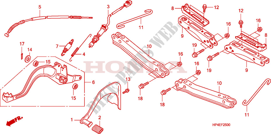 PEDAL/POUSA PES para Honda FOURTRAX 420 RANCHER 4X4 Manual Shift 2010