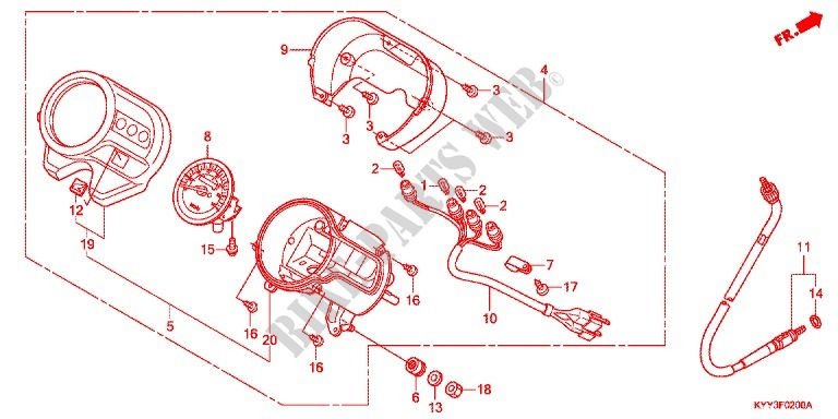 INSTRUMENTOS COMBINADOS (1) para Honda CB 125 RADIOS RUEADA 2012