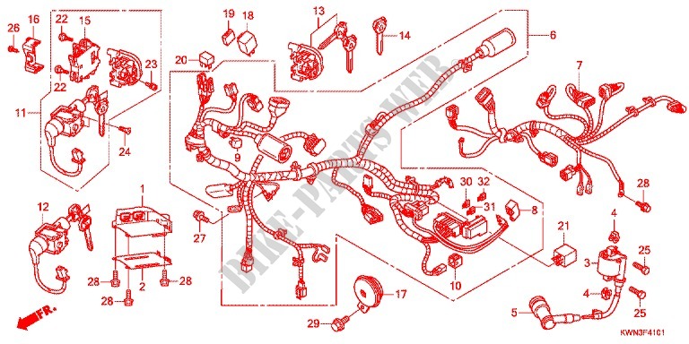 CABLAGEM (WW125EX2C/EX2D/D) para Honda PCX 125 SPECIAL EDITION 2012