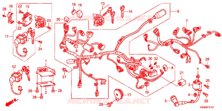 CABLAGEM (WW125EX2C/EX2D/D) Honda SCOOTER 125 PCX 2012  WW125EX2C