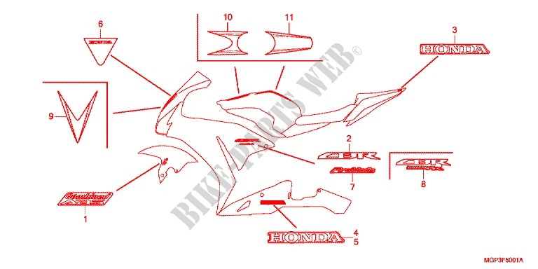 EMBLEMA/FAIXA (CBR1000RRD/E/RAD/E) para Honda CBR 1000 RR FIREBLADE NOIRE 2013