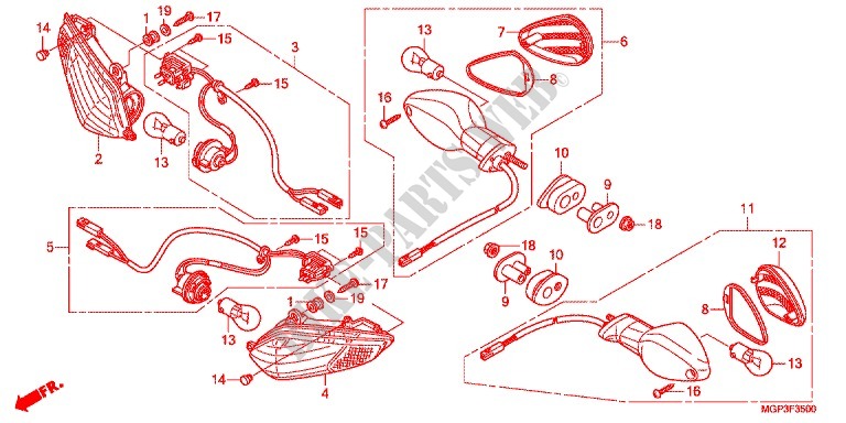 PISCA(2) para Honda CBR 1000 RR VERMELHO PRETO 2012