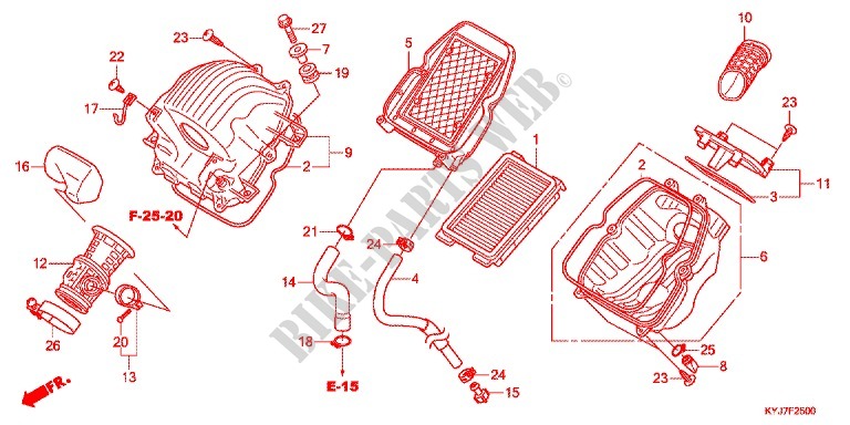 TAMPA FRENTE/FILTRO AR para Honda CBR 250 R ABS TRICOLOR 2013
