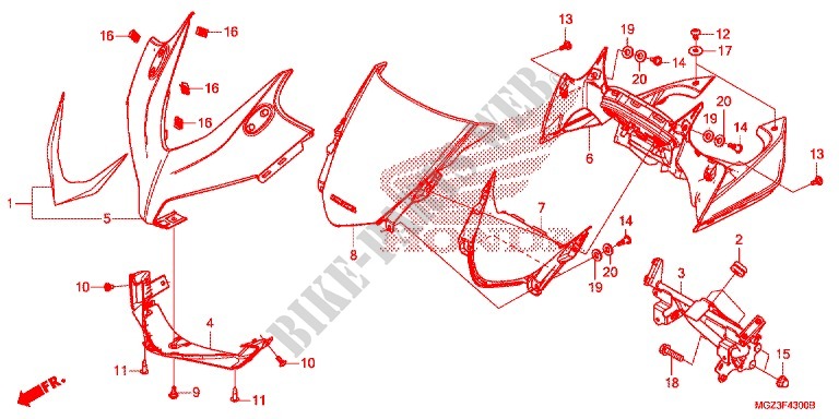 CARENAGEM SUPERIOR para Honda CBR 500 R ABS TRI COLOUR 2013