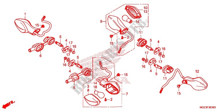 PISCA(2) para Honda CBR 500 R ABS BLANCHE 2013