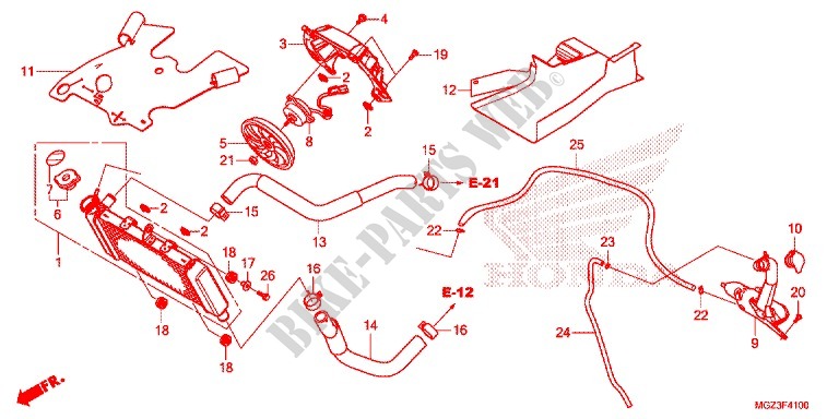 RADIADOR para Honda CBR 500 R ABS BLANCHE 2013