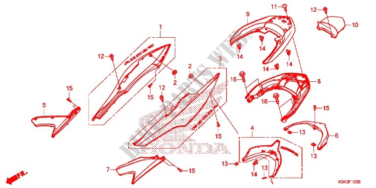 CARENAGEM TRASEIRA para Honda FORZA 300 ABS 2013