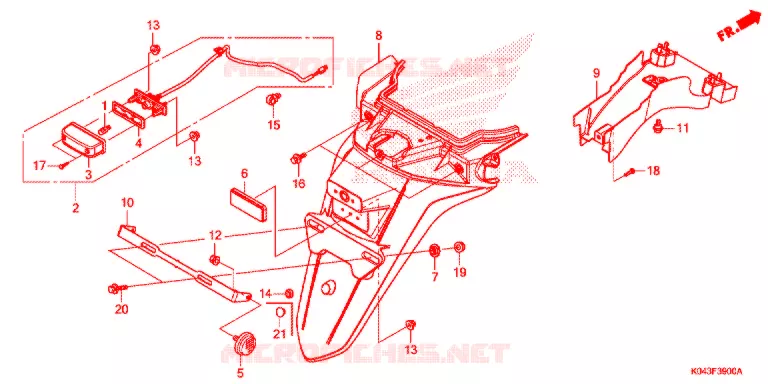 GUARDA-LAMAS TRÁS (E/ED/F/FO/MA/U) Honda SCOOTER 300 FORZA 2016  NSS300AD
