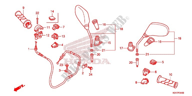 MANETE/INTERRUPTOR/CABO/RETROVISOR para Honda SH 125 ABS D TOP BOX 2013