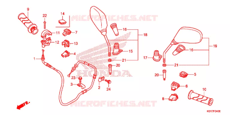 MANETE/INTERRUPTOR/CABO/RETROVISOR Honda SCOOTER 150 SH 2013  SH150AD