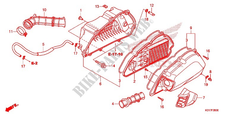 TAMPA FRENTE/FILTRO AR para Honda SH 150 ABS 2013
