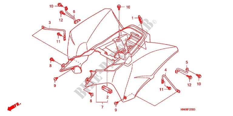 GUARDA LAMAS TRASEIRO para Honda TRX SPORTRAX 250 X 2013