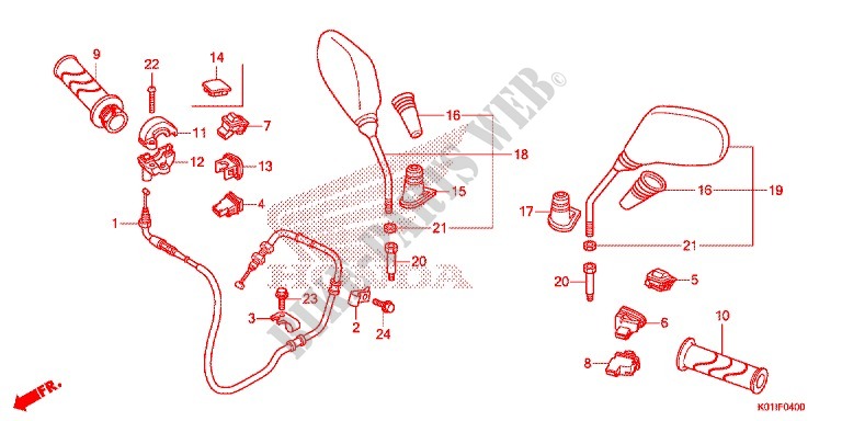 MANETE/INTERRUPTOR/CABO/RETROVISOR para Honda SH 125 ABS D TOP CASE 2014