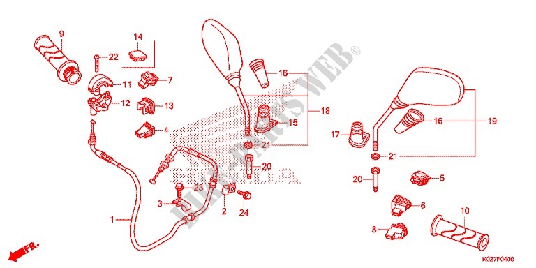 MANETE/INTERRUPTOR/CABO/RETROVISOR para Honda SH 150 ABS SPORTY SPECIAL 3ED 2014