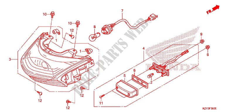 LUZ TRASEIRA(2) para Honda PCX 150 2012