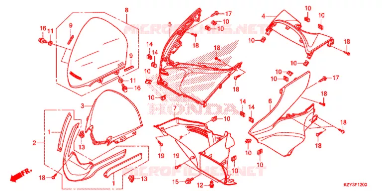 TAMPA FRENTE/FILTRO AR Honda SCOOTER 150 PCX 2012  WW150C