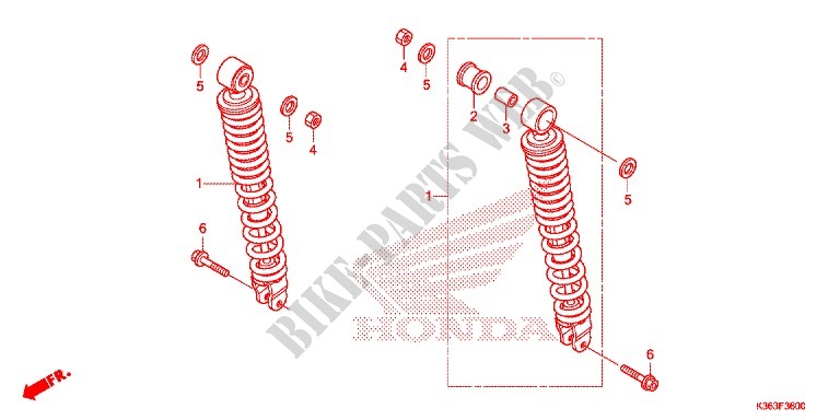 AMORTECEDOR TRASEIRO(2) para Honda PCX 150 2015