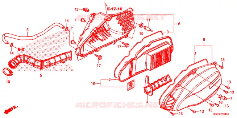 TAMPA FRENTE/FILTRO AR Honda SCOOTER 150 PCX 2015  WW150F