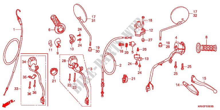 MANETE/INTERRUPTOR/CABO(1) para Honda XR 125 L Electric start + Kick start 2013