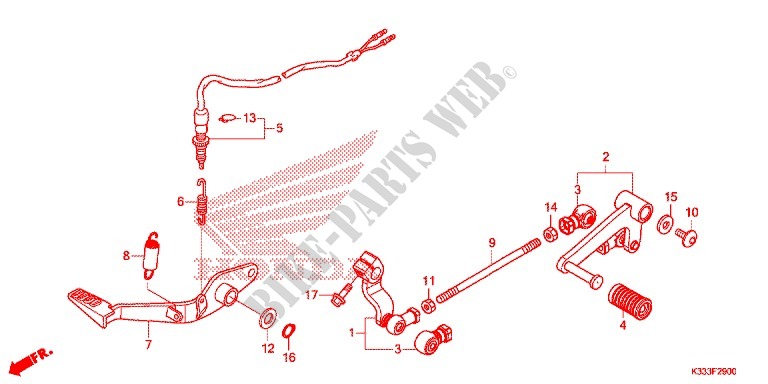 DESCANCO CENTRAL/PEDAL TRAVAOES para Honda CBR 250 R RED 2015