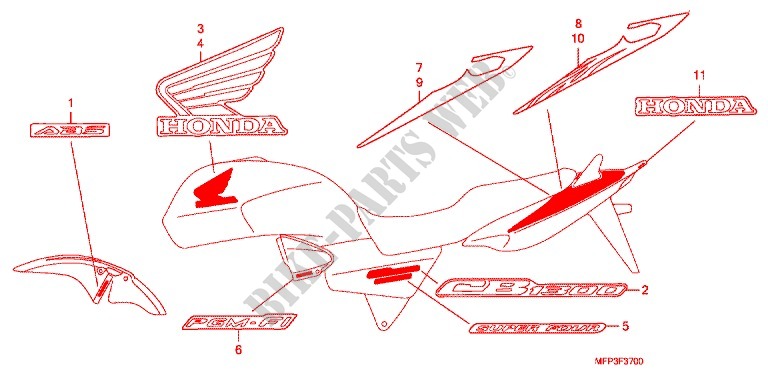 EMBLEMA/FAIXA (CB1300/CB1300A) para Honda CB 1300 SUPER FOUR ABS 2009