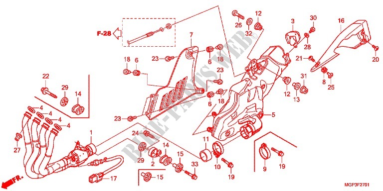 SILENCIADOR ESCAPE (CBR1000RRE/RAE/CBR1000S/SA) para Honda CBR 1000 RR FIREBLADE TRICOLORE 2014