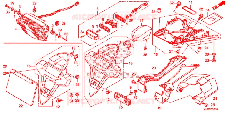 LUZ TRASEIRA(2) Honda MOTO 1000 CBR 2015  CBR1000SF