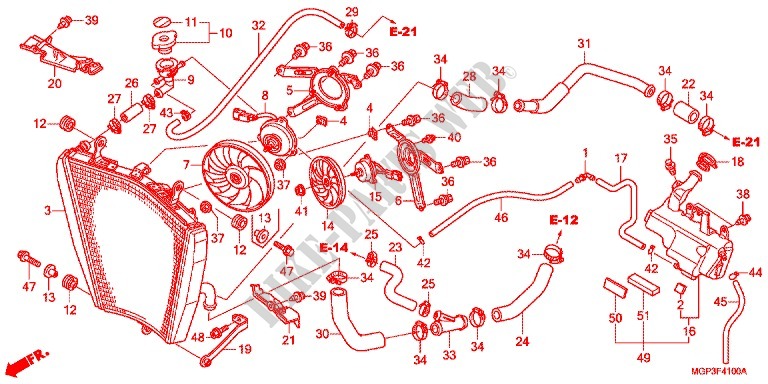 RADIADOR para Honda CBR 1000 RR FIREBLADE TRICOLOR 2014