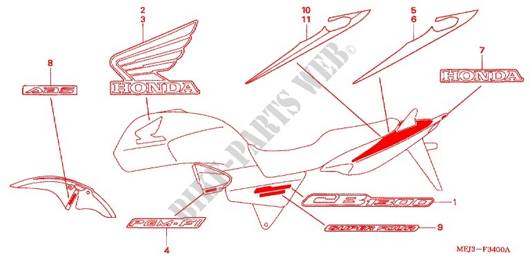 EMBLEMA/FAIXA (CB1300/A/F/F1) para Honda CB 1300 ABS 2005