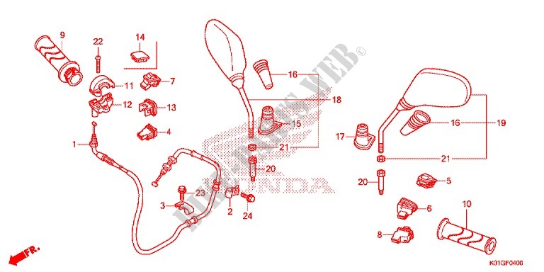 MANETE/INTERRUPTOR/CABO/RETROVISOR para Honda SH 125 ABS SPORTY SPECIAL 2E 2016