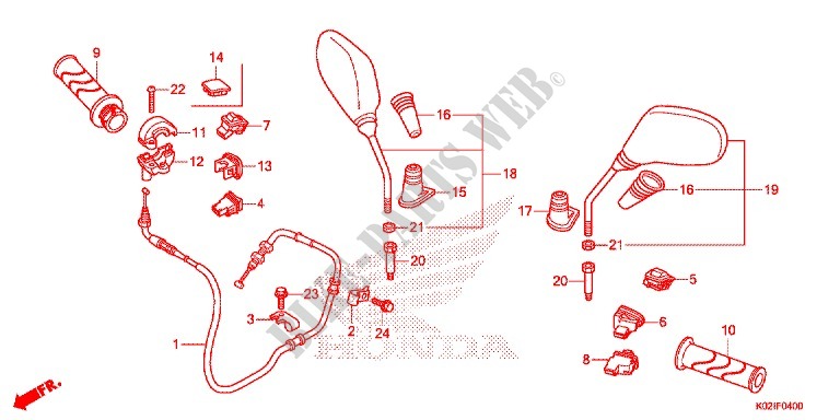 MANETE/INTERRUPTOR/CABO/RETROVISOR para Honda SH 150 ABS D 2016