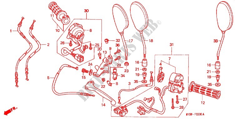 INTERRUPTOR/CABO/MANETE(2) para Honda CB 500 34HP 1999