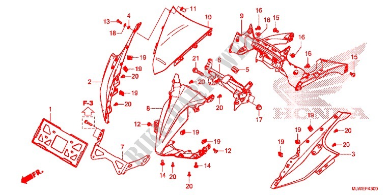 CARENAGEM SUPERIOR para Honda CBR 500 R 2016