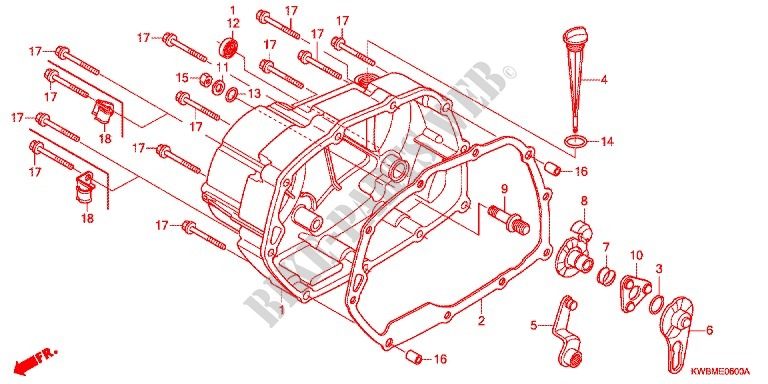 TAMPA CARTER DIREITA para Honda WAVE DASH 110 S, Electric start, rear brake drum 2013
