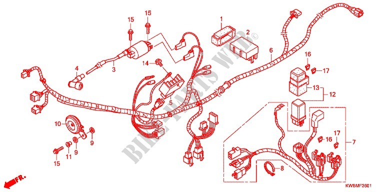 CABLAGEM (AFP110MCSB/C/D) para Honda WAVE DASH 110 S, Electric start, rear brake drum 2013