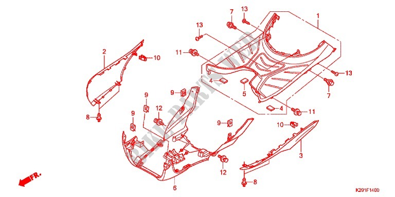DEGRAU PISO/TAMPA INFERIOR para Honda SH MODE 125 2014