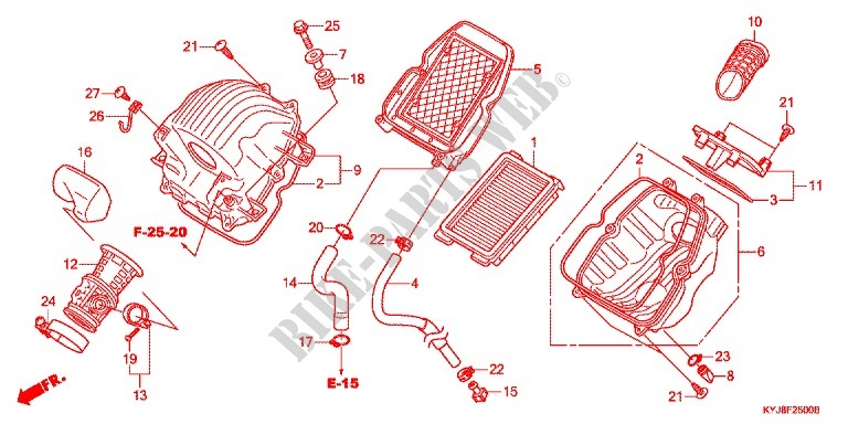 TAMPA FRENTE/FILTRO AR para Honda CBR 250 R ABS RED 2011