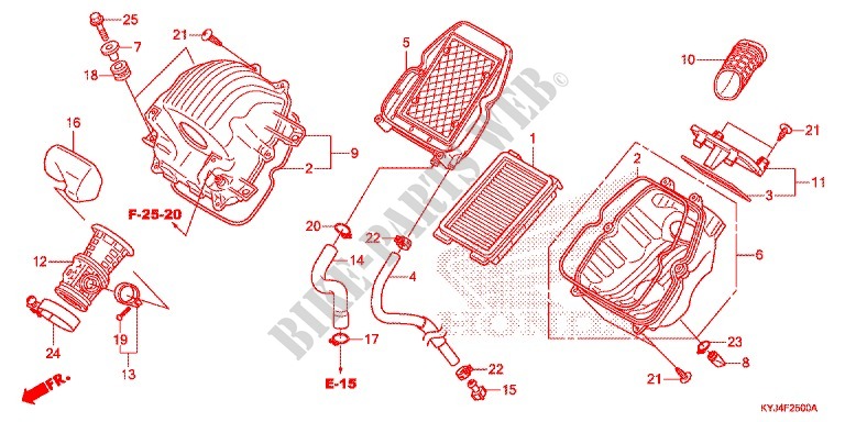 TAMPA FRENTE/FILTRO AR para Honda CBR 250 R ABS RED 2011