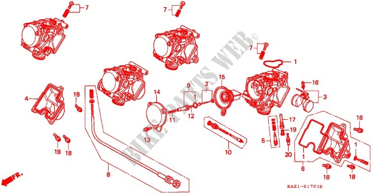 CARBURADOR (COMPOSANTS) para Honda CBR 250 RR TYPE 2 1990