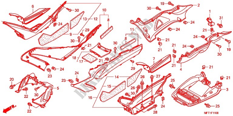 DEGRAU PISO/TAMPA INFERIOR para Honda SILVER WING 400 GT ABS 2010