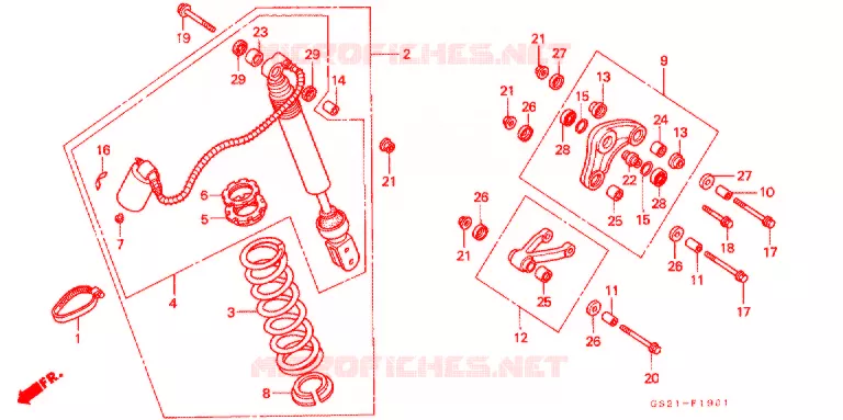 AMORTECEDOR TRASEIRO (2) Honda MOTO 80 CR 1995  CR80RS